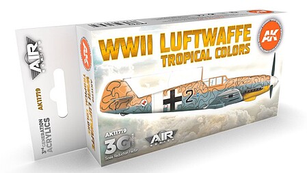 AK WWII Luftwaffe Tropical Aircraft Paint Set (6 Colors) Hobby and Model Acrylic Paint #11719