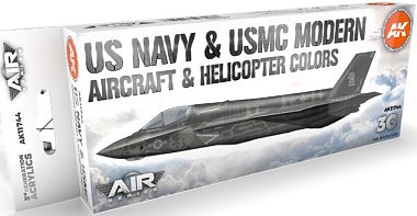 AK US Navy & USMC Modern Aircraft & Helicopter Paint Set (8) Hobby and Model Acrylic Paint #11744