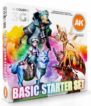AK Basic Starter Acrylic Paint Set (14 Colors) 17ml Bottles Hobby and Model Acrylic Paint #11775