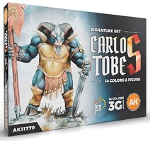 AK Carlos Tobes Signature 3G Acrylic Paint Set (14 Colors & 1 Figure) 17ml Bottles