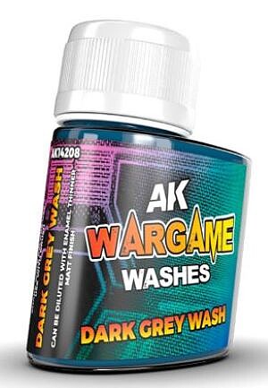 AK Dark Grey Wargame Wash 35ml Bottle Hobby and Plastic Model Enamel Paint #14208