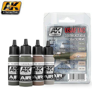 AK USAF TAC Southeast Asia (SEA) Scheme Acrylic Paint Set (4 Colors) Hobby and Model Paint #2100