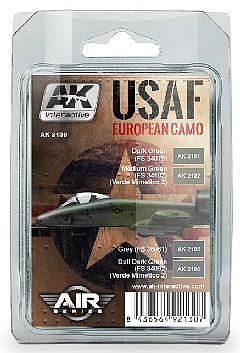 AK USAF European Camo Acrylic Paint Set (4 Colors) 17 ml Bottles Hobby and Model Paint #2130