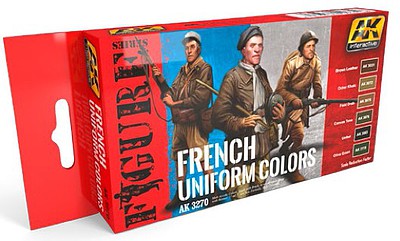 AK French Uniform Colors Acrylic Set (6 Colors) 17ml Hobby and Model Paint Set #3270