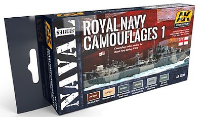 AK Naval Series- Royal Navy Camouflages 1 Acrylic Paint Set (6 Colors) 17ml Bottles