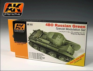 AK Russian 4BO Green Modulation Acrylic Paint Hobby and Model Paint Set #553