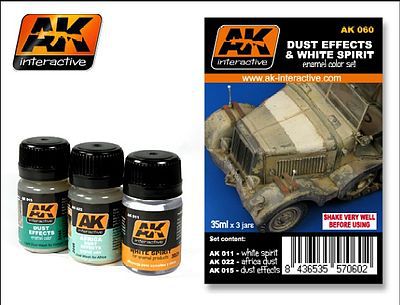 AK Dust Effects & White Spirit Enamel Paint Hobby and Model Paint Set #60