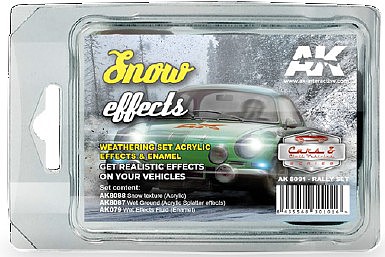 AK Snow Effects Weathering Acrylic/Enamel Paint Set (3) 35ml Hobby and Model Acrylic Paint #8091