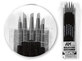 AK Medium Tip Medium Size Silicone Brushes (5) Hobby and Model Paint Brush #9086