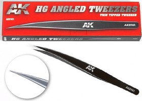AK HG Angled Thin Tipped Tweezers Hobby and Model Hand Tool #9161