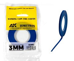 AK Blue Masking Tape for Curves 3mm Hobby and Model Painting Mask Tape #9183