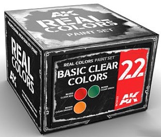 AK Basic Clear Colors Acrylic Lacquer Paint Set (3) 10ml Bottles Hobby and Model Paint #rcs22