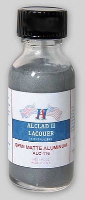 Alclad 1oz. Bottle Semi-Matte Aluminum Lacquer Hobby and Model Lacquer Paint #116