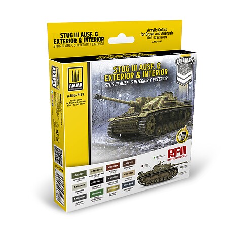 Ammo Exterior/Interior STUG III Ausf. G Colors Paint Set Hobby and Model Paint Set #7187