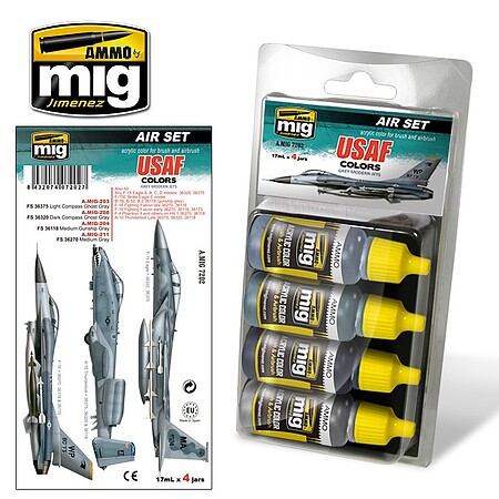 Ammo USAF Modern Jet Grey Colors Paint Set Hobby and Model Paint Set #7202