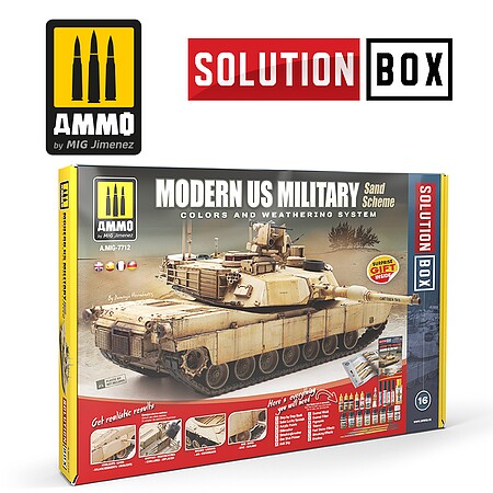 Ammo SOLUTION BOX #16 Modern US Military Sand Scheme Hobby and Plastic Model Paint Set #7712