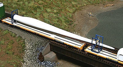 American-Models Wind Turbine Blade and Blocking Load 3-Pack HO Scale Model Train Freight Car Load #218