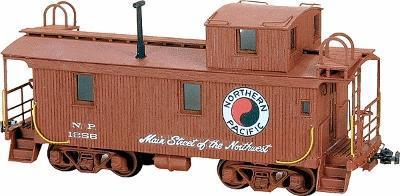 American-Models Wood Caboose - Kit Northern Pacific 1200 Series HO Scale Model Train Freight Car #871
