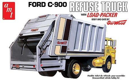 AMT Ford C900 Gar Wood Load Packer Garbage Truck Plastic Model Truck Kit 1/25 Scale #1247
