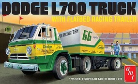 AMT 66 Dodge L700 Truck w/Flatbed Racing Trailer Plastic Model Truck Kit 1/25 Scale #1368