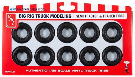 AMT Big Rig Truck Tire Parts Pack 10 Tires Plastic Model Accessory Set 1/25 Scale #pp23