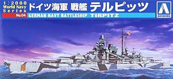 Aoshima German Battleship Tirpitz Plastic Model Military Ship 1/2000 Scale #009352