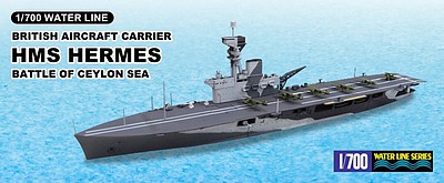 Aoshima HMS Hermes Carrier Battle of Ceylon Sea Plastic Model Military Ship Kit 1/700 #51009