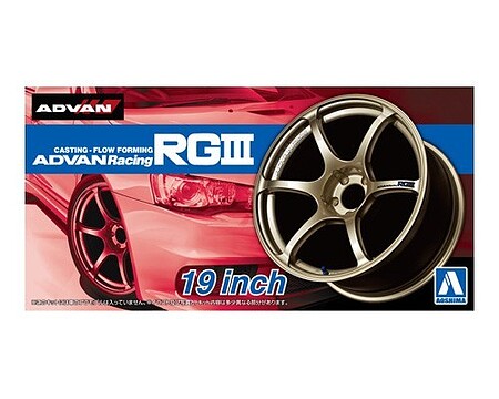 Aoshima Advan Racing RGIII 19 Tire & Wheel Set (4) Plastic Model Tire Wheel Kit 1/24 Scale #53294