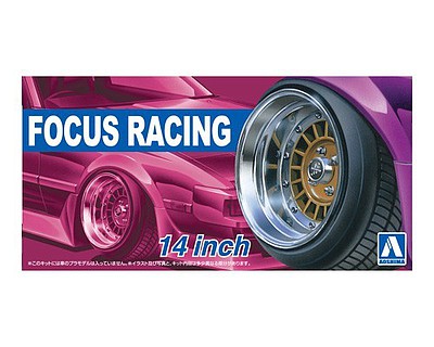 Aoshima Focus Racing 14 Tire & Wheel Set (4) Plastic Model Tire Wheel Kit 1/24 Scale #53744