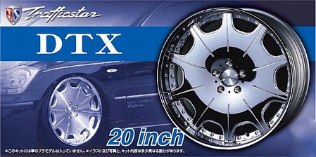 Aoshima Trafficstar DTX 20 Tire & Wheel Set (4) Plastic Model Tire Wheel Kit 1/24 Scale #54260