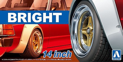 Aoshima Bright 14 Tire & Wheel Set (4) Plastic Model Tire Wheel 1/24 Scale #54703