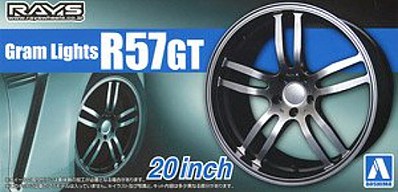 Aoshima Gram Lights R57GT 20 Tire & Wheel Set (4) Plastic Model Tire Wheel 1/24 Scale #55151