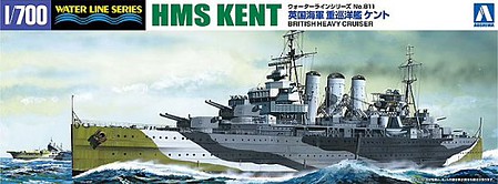 Aoshima HMS Kent Heavy Cruiser Waterline Plastic Model Military Ship Kit 1/700 Scale #56738