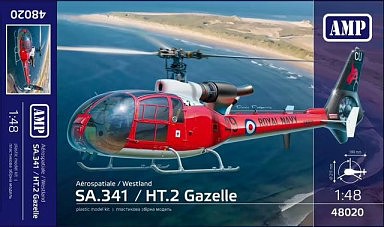 AMP SA341/HT2 Gazelle Aerospatiale/Westland Heli Plastic Model Helicopter Kit 1/48 Scale #48020
