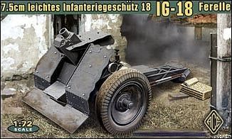 Ace German 7.5cm Light Infantry IG18 Ferelle Gun Plastic Model Artillery Kit 1/72 Scale #72224