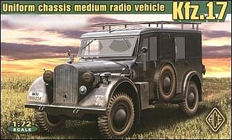 Ace Kfz17 Uniform Chassis Medium Radio Vehicle Plastic Model Military Staff Kit 1/72 #72260