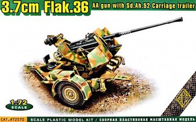 Ace 3.7cm Flak 36 AA Gun Carriage Trailer Plastic Model Military Vehicle Kit 1/72 Scale #72570