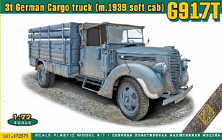 Ace G917T 3-Ton Truck w/Soft Cab 1939 Plastic Model Military Vehicle Kit 1/72 Scale #72575