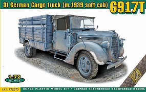 Ace G917T 3-Ton Truck w/Soft Cab 1939 Plastic Model Military Vehicle Kit 1/72 Scale #72575