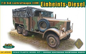 Ace German Diesel 2.5-Ton 6x6 Cargo Truck Plastic Model Military Vehicle Kit 1/72 Scale #72578