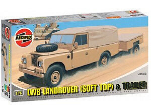 Airfix LWB Soft Top Landrover w/Two-Wheeled Trailer Plastic Model Military Vehicle Kit 1/76 #02322
