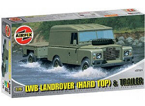 Airfix LWB Hardtop Landrover w/Two-Wheeled Trailer Plastic Model Military Vehicle 1/76 #02324
