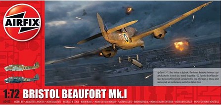 Airfix WWII British Bristol Beaufort Mk I Bomber Plastic Model Airplane Kit 1/72 Scale #4021