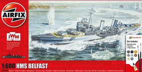 Airfix HMS Belfast Light Cruiser Gift Set Plastic Model Military Ship Kit 1/600 Scale #50069