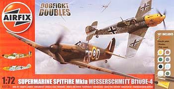 Airfix Dogfight Dble Spitfire Mk1a and Me Bf109E Plastic Model Airplane Kit 1/72 Scale #50135