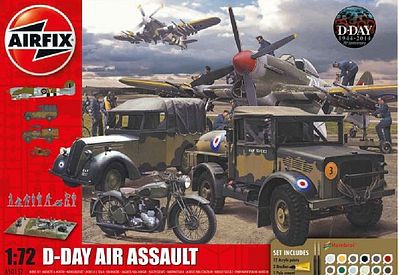 Airfix D-Day Air Assault Gift Set with Paint & Glue Plastic Model Airplane Kit 1/72 Scale #50157