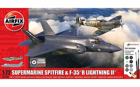 Airfix Supermarine Spitfire & F35B Lightning II Plastic Model Airplane Kit 1/72 Scale #50190