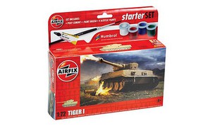 Airfix Tiger I Tank Small Starter Set w/paint & glue Plastic Model Tank Kit 1/72 Scale #55004