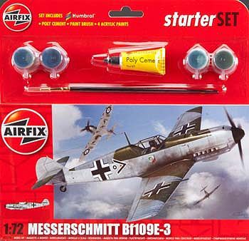 Airfix Messerschmitt Bf 109E Starter Set Plastic Model Airplane Kit 1/72 Scale #55106