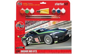 Airfix Jaguar XKR GT3 Car Large Starter Set w/paint & glue Plastic Model Car Kit 1/32 Scale #55306